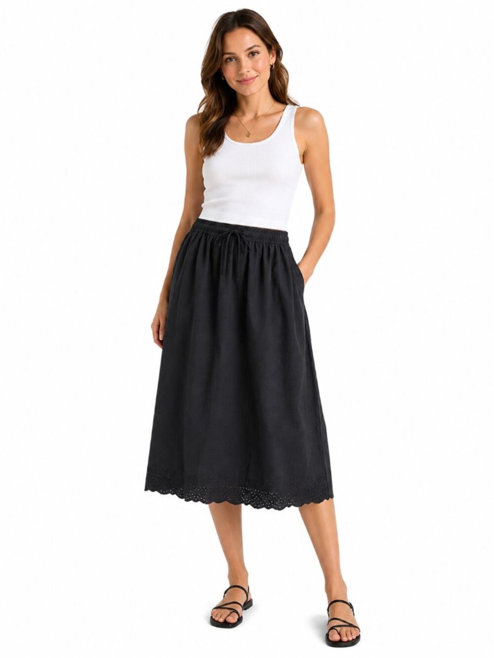 Djerf Avenue Breezy Midi Skirt Black
